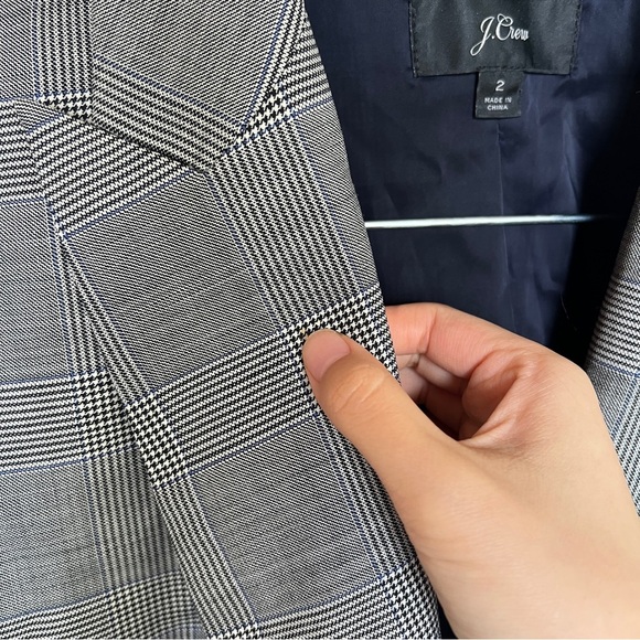 J Crew Wool Glen Plaid Ruffle Pocket Blazer in Classic Gray - Picture 13 of 13